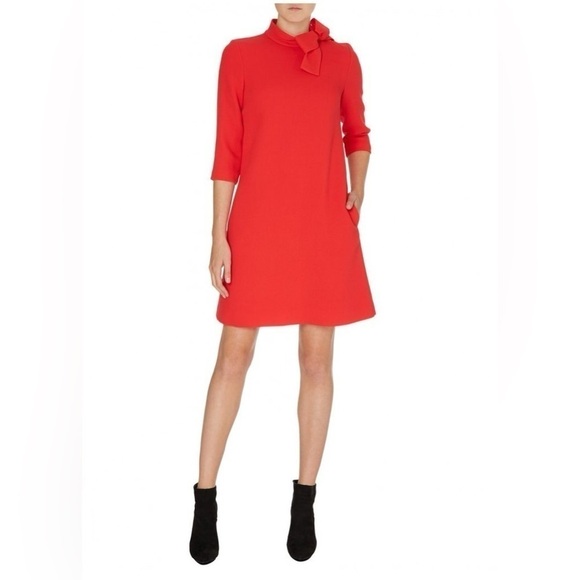 GOAT AVA BOW EMBELLISHED WOOL CREPE TURTLE NECK MINI DRESS - Picture 2 of 9
